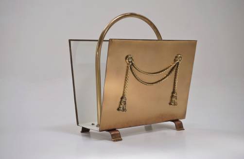 Vintage brass magazine rack, Neoclassical, 1940`s ca, English